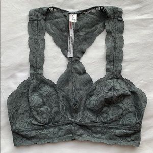 set of 2 free people bralettes - gray & black